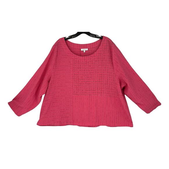 Habitat Puckered Fabric Loose Fit Top Back Button XXL Lagenlook Check - Picture 1 of 10